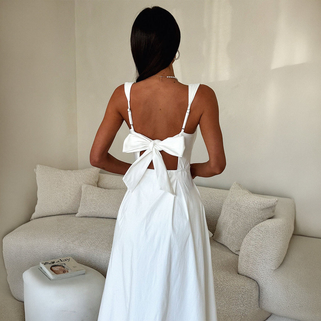 Damen Maxi-Kleid mit schulterfreiem Design und eleganten Rüschendetails Shopnory