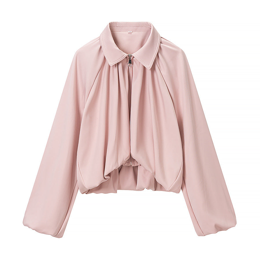 Damen Kurzcape mit Volumenärmeln, Reißverschluss und gerafftem Saum Shop Nory