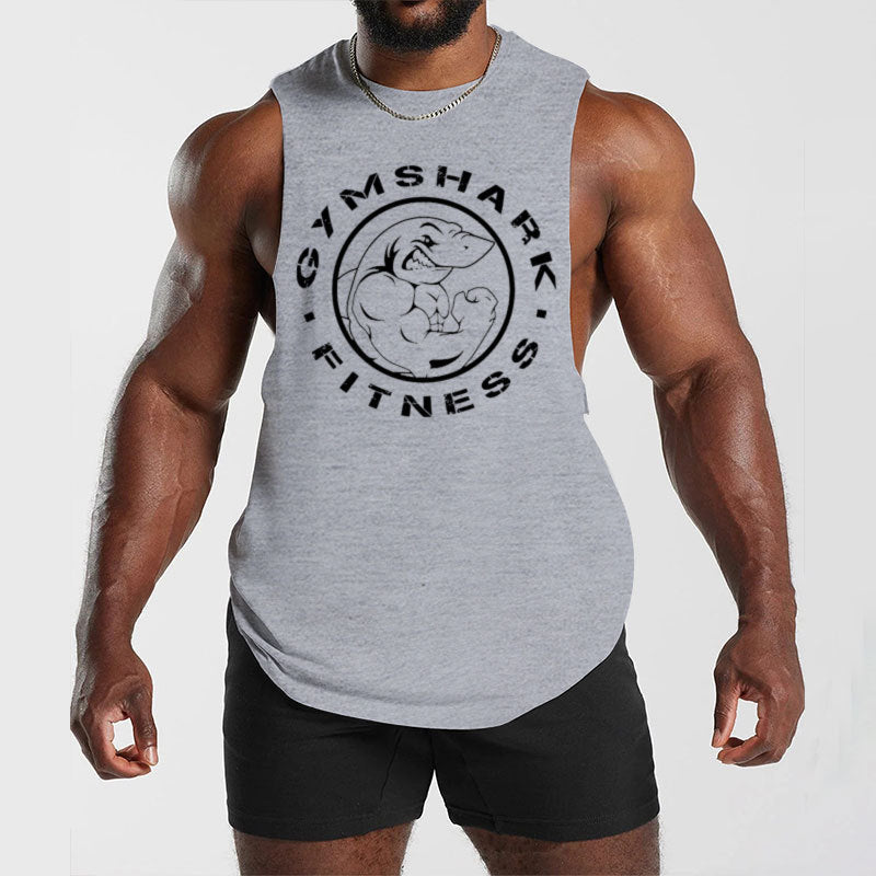 Herren nan ärmelloses Muskelshirt mit extra tiefen Armöffnungen und großem Logodruck