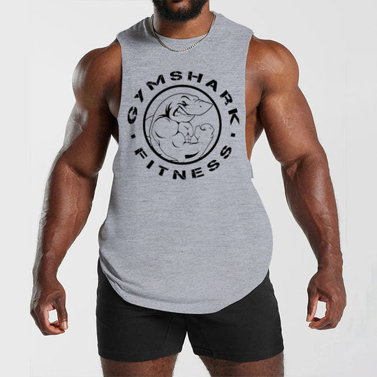 Herren nan ärmelloses Muskelshirt mit extra tiefen Armöffnungen und großem Logodruck