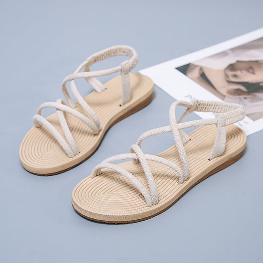 Damen Geflochtene Riemchen-Sandalen mit elastischem Fersenband und gepolstertem Fußbett Shop Nory