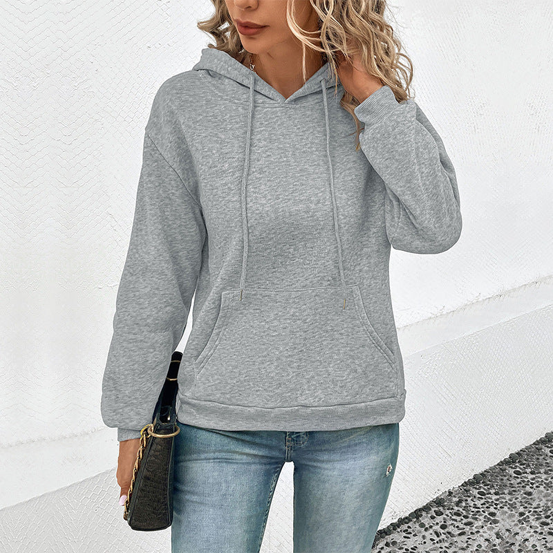 Damen Klassischer Kapuzenpullover mit Kängurutasche und schmaler Bündchenpassform Shop Nory