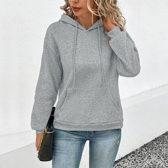 Damen Klassischer Kapuzenpullover mit Kängurutasche und schmaler Bündchenpassform Shop Nory