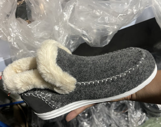Damen Gefütterte Filz-Mules mit Teddyfutter und ergonomischer Gummisohle Shop Nory