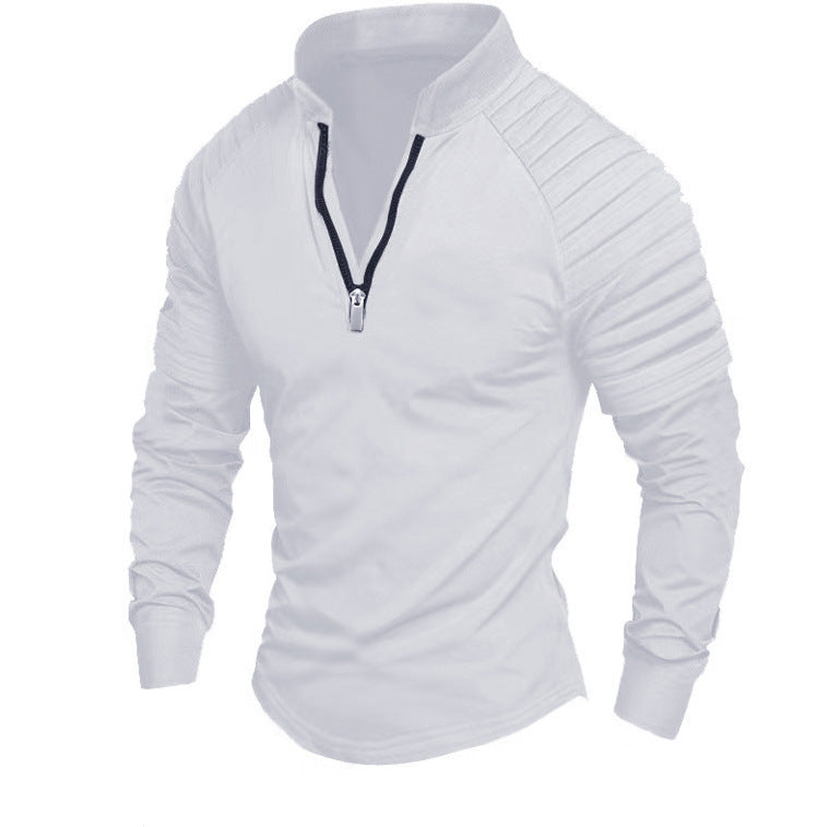 Herren Slim-Fit Troyer mit gesteppter Schulterpasse und halbem Reißverschluss Shop Nory