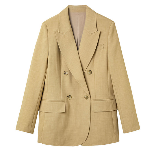 Damen Doppelreihiger strukturierter Blazer mit markantem Revers und Pattentaschen Shop Nory