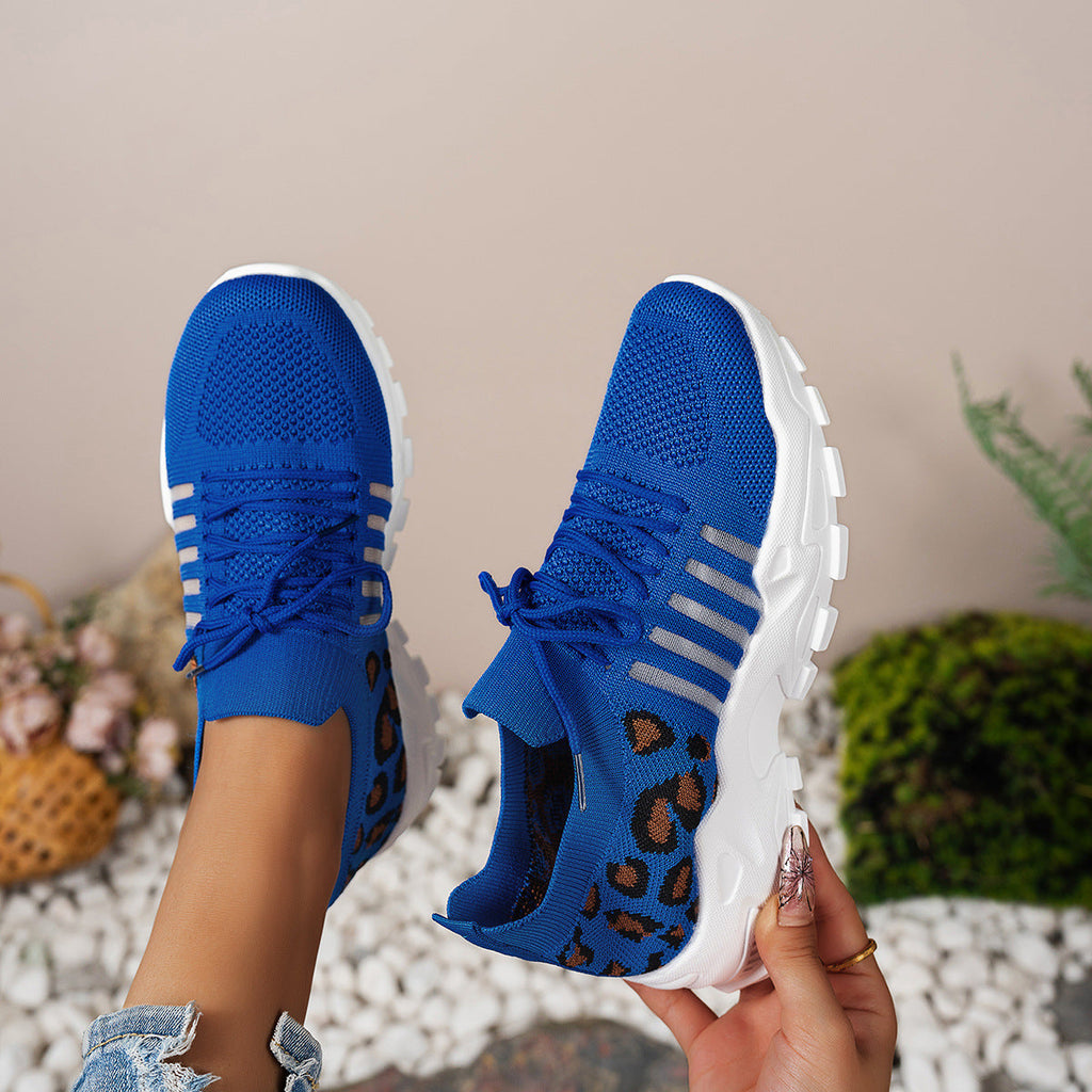 Damen Sportliche Sneakers mit atmungsaktivem Netzdesign und modischem Leopardenmuster Shopnory