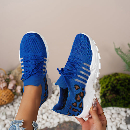 Damen Sportliche Sneakers mit atmungsaktivem Netzdesign und modischem Leopardenmuster Shopnory