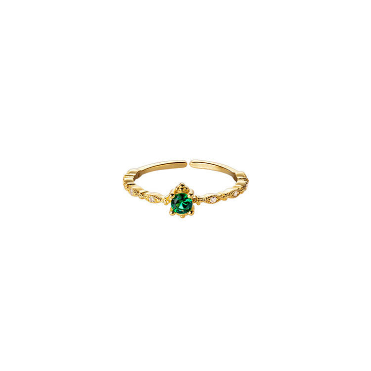 Damen Zarter Ring mit grünem Zirkonia und filigranem Design Shop Nory
