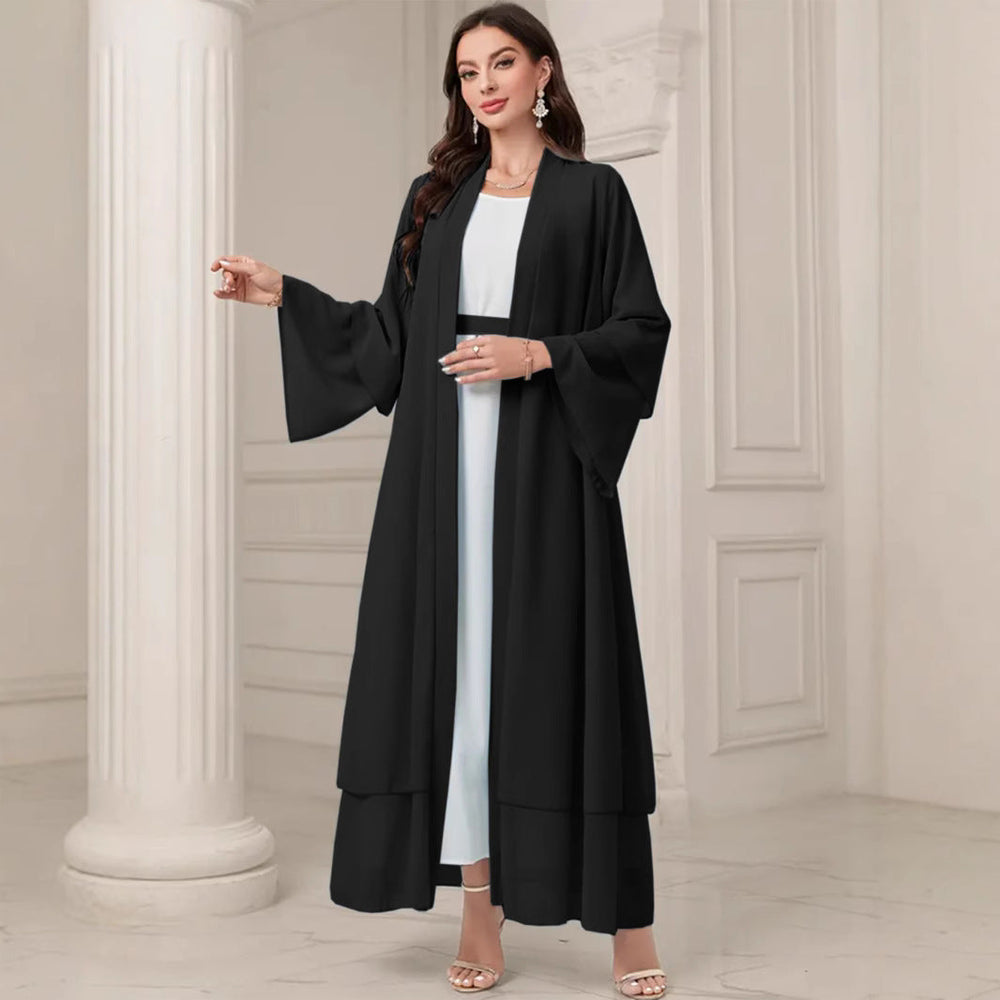 Damen Elegante lange Kimono-Jacke aus fließendem Stoff mit weitem Schnitt