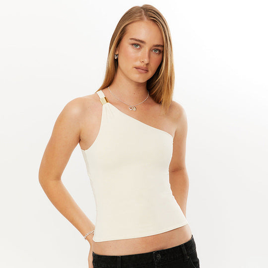 Damen asymmetrisches Top mit dekorativen Trägern