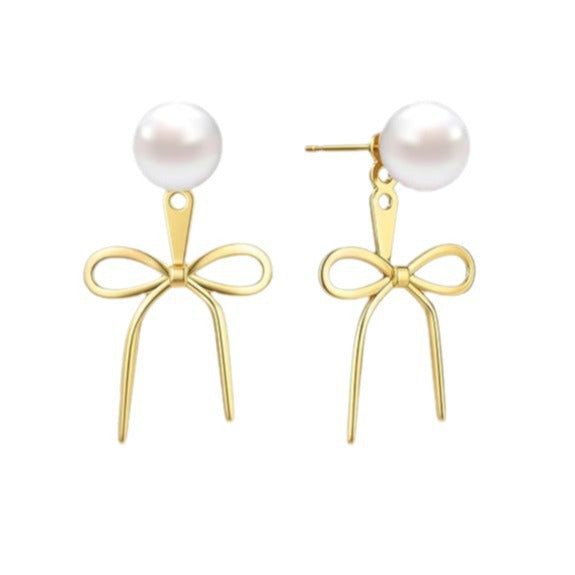 Damen Ohrringe mit elegantem Schleifen-Design und Perlenakzenten Shop Nory