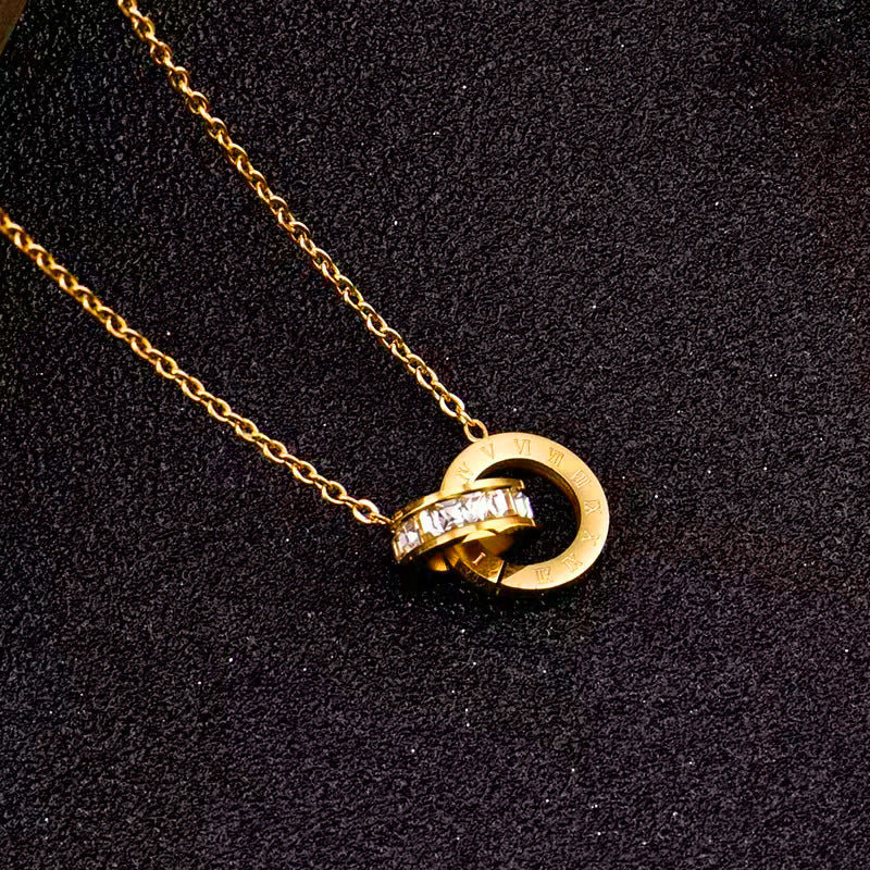 Damen Eleganter Verschlungener Ring Anhänger Halskette Shop Nory