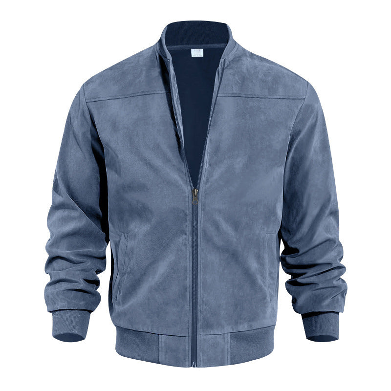 Herren nan Veloursimitation Blouson mit Stehkragen, elastischen Rippbündchen und verdecktem Reißverschluss Shop Nory