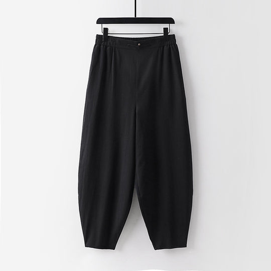 Damen Leichte Leinen-Haremshose mit elastischem Bund und schmal zulaufenden Knöcheln Shop Nory