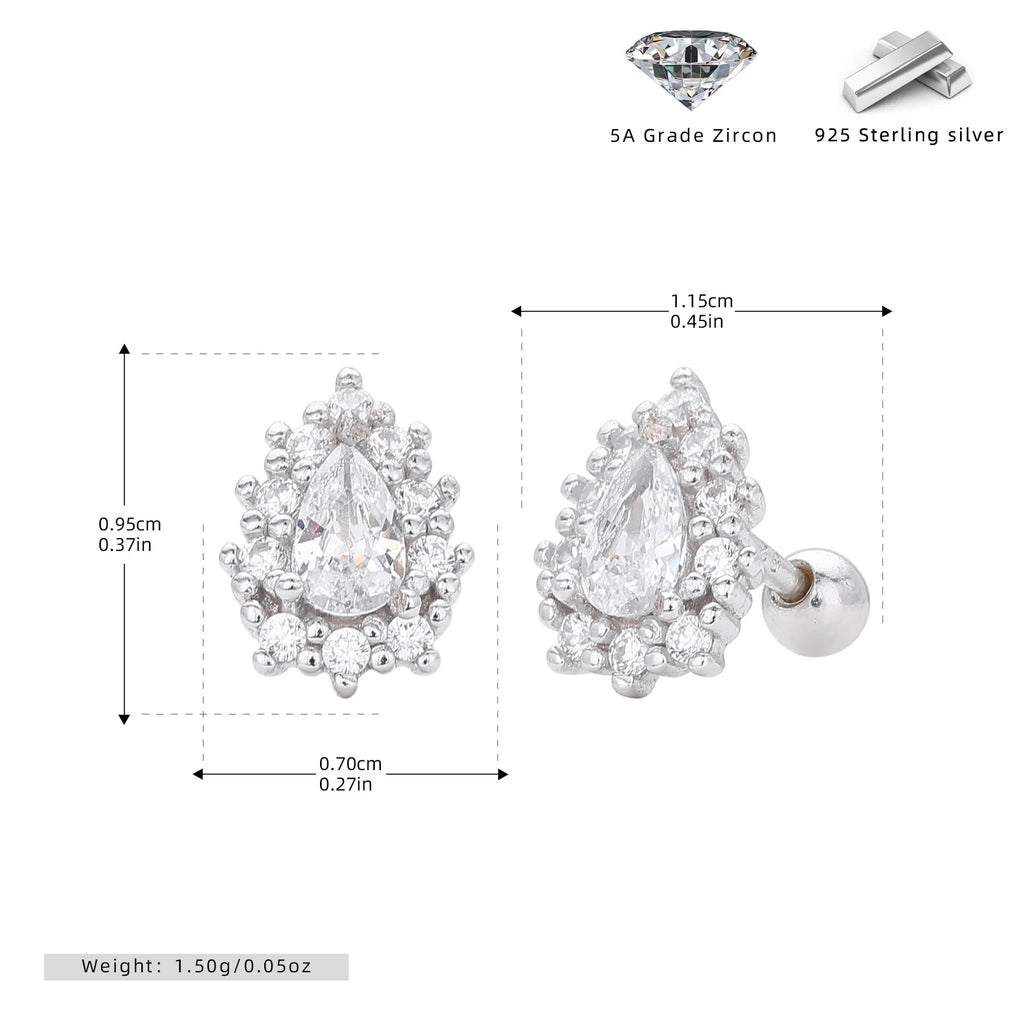 Damen Ohrstecker mit luxuriösen tropfenförmigen Zirkonsteinen und 925 Sterling Silber Shop Nory