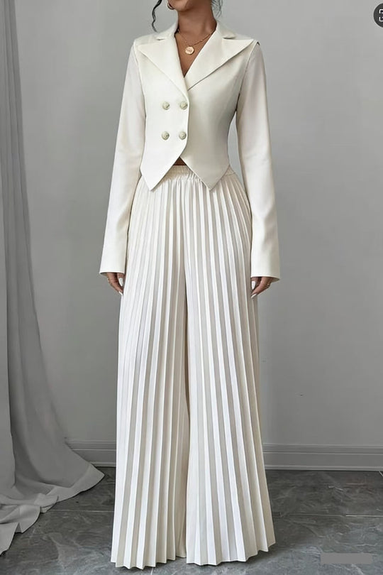 Damen Taillierter Doppelreihiger Blazer und plissierte Palazzo-Hose Shop Nory