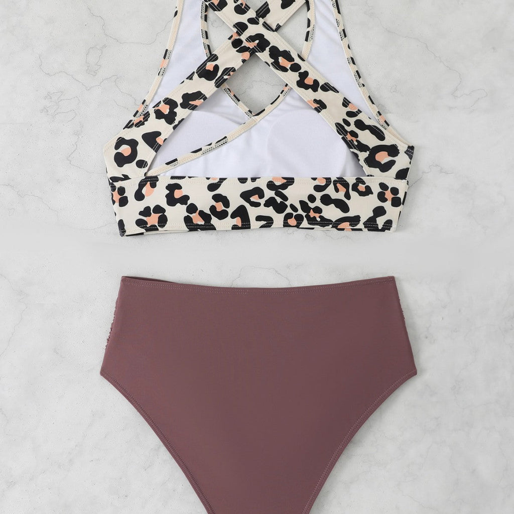 Damen Sportlicher Bikini-Set mit modischem Leo-Design