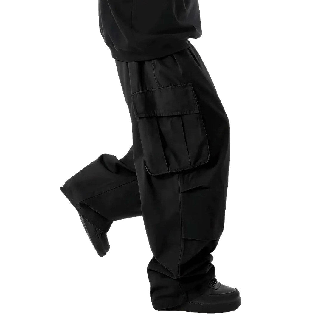 Herren Weite Baggy-Cargohose mit tiefem Schritt, großen Klappentaschen & relaxed Fit Shop Nory