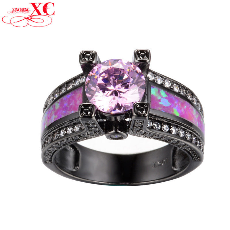 Damen Ring mit funkelndem Zirkonia und kunstvoller Opal-Füllung Shop Nory