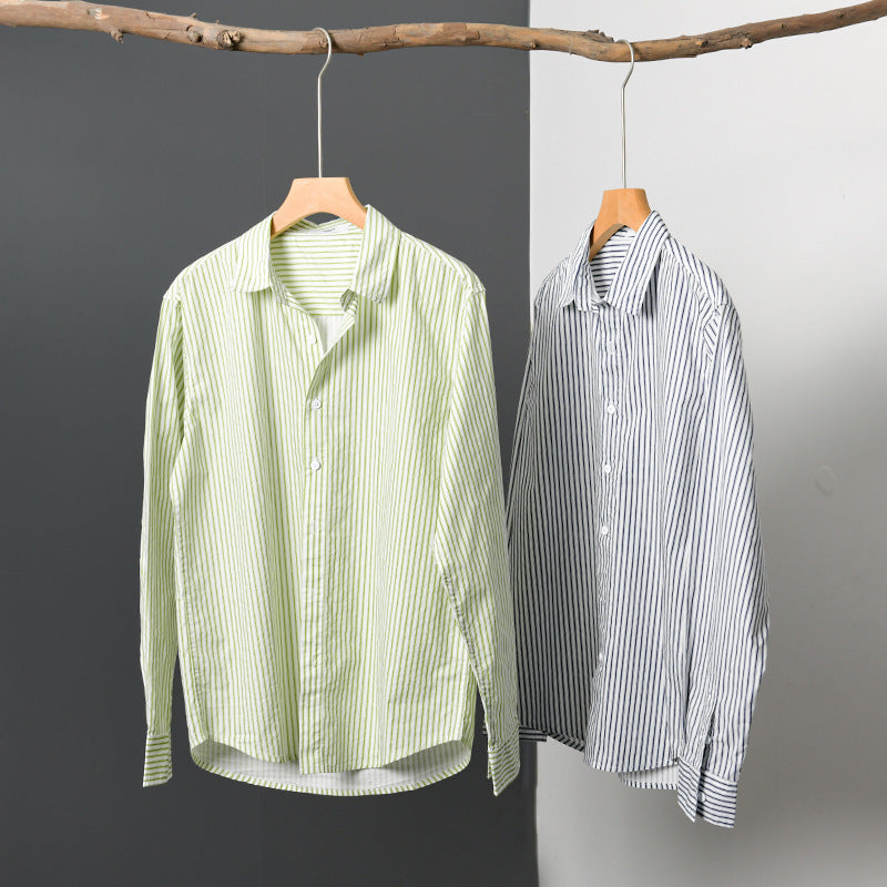 Herren Relaxed-Layering-Hemd mit feinen Längsstreifen, Kentkragen und softem Baumwollmix Shop Nory
