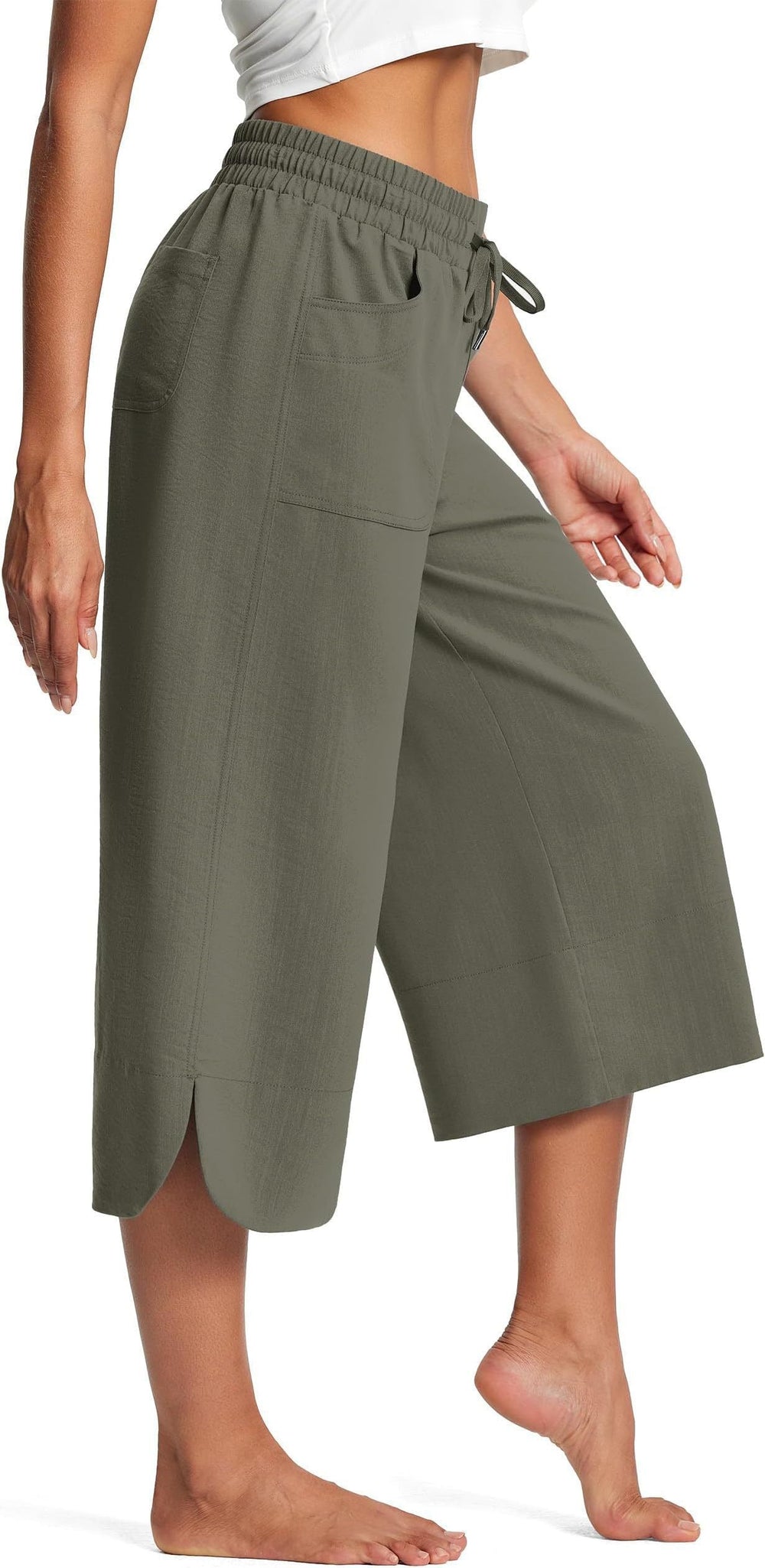 Damen bequeme Culotte mit elastischem Bund und praktischen Taschen