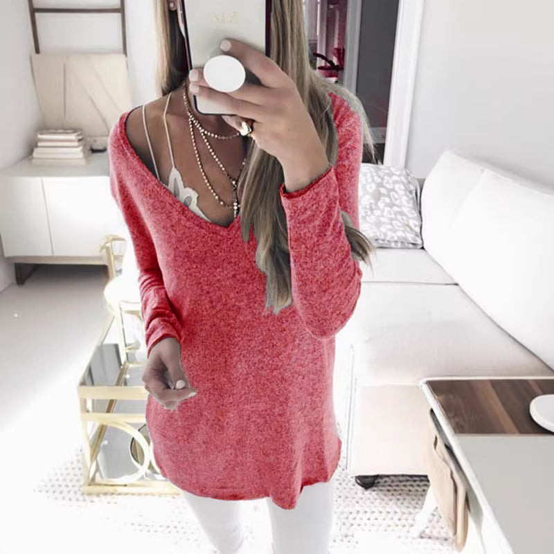 Damen feinstrick Tunika mit tiefem V-Ausschnitt und lässigem Oversized-Schnitt Shop Nory