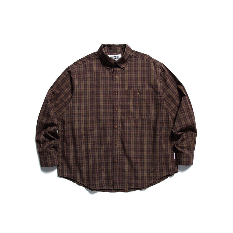 Herren Oversize-kariertes Button-Down-Hemd mit Brusttasche und abgerundetem Saum Shop Nory