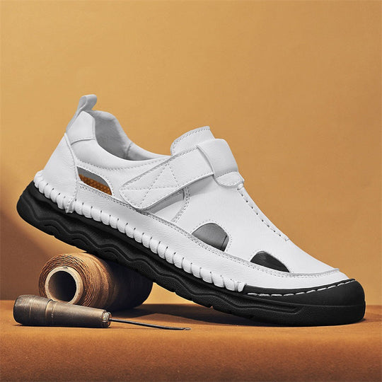 Damen Bequeme Leder-Sandalen mit verstellbarem Riemen und rutschfester Sohle
