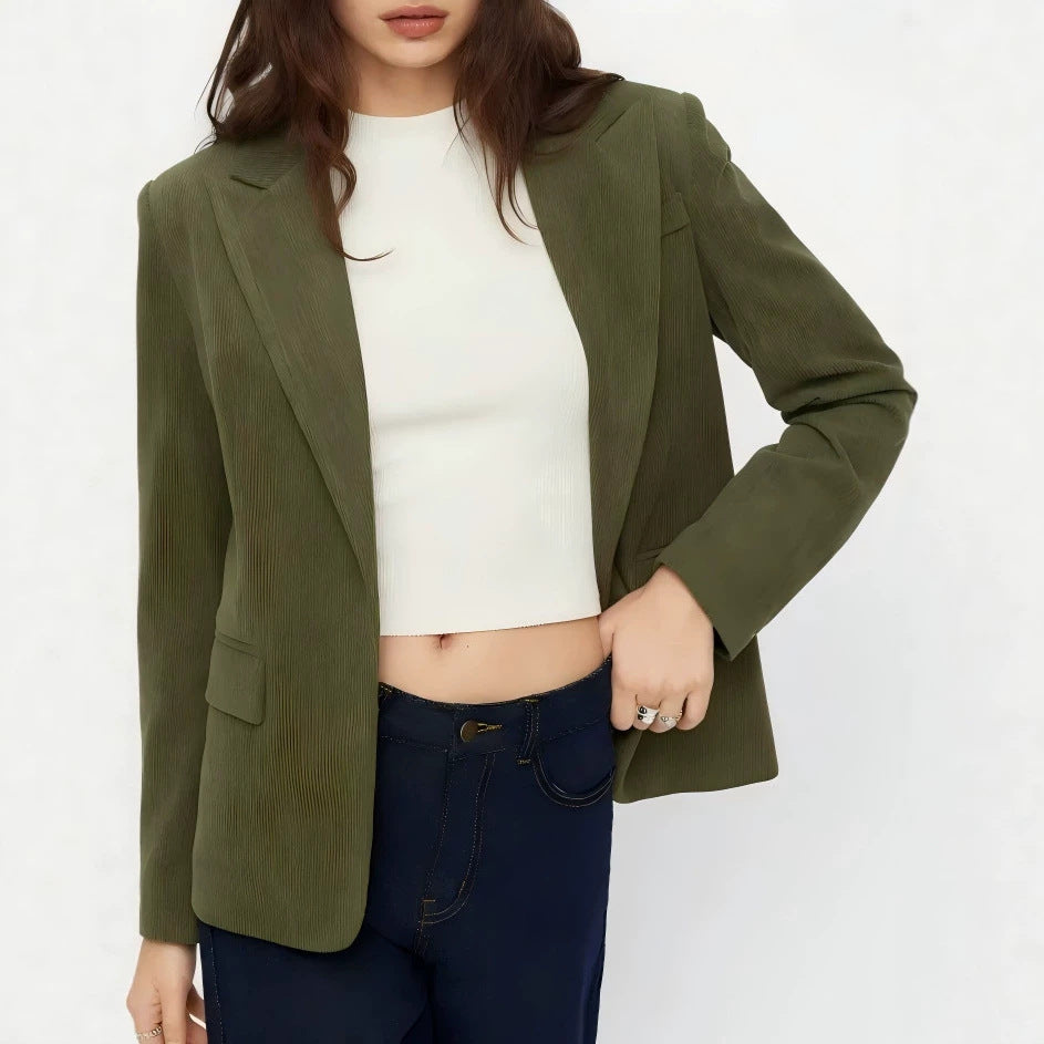 Damen Kord-Blazer mit schmaler Silhouette, schmalem Revers und Pattentaschen Shop Nory