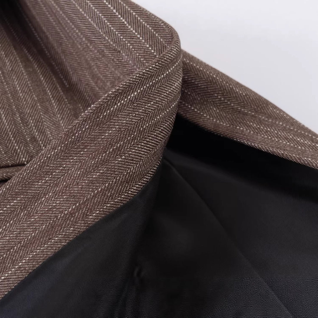 Damen Taillierter Nadelstreifen-Blazer mit abnehmbarem Gürtel Shop Nory