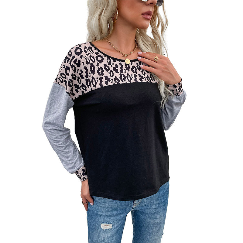 Damen Lässiges Jersey-Longsleeve mit Leo‑Yoke, melierten Ärmeln und lockerer Passform Shop Nory