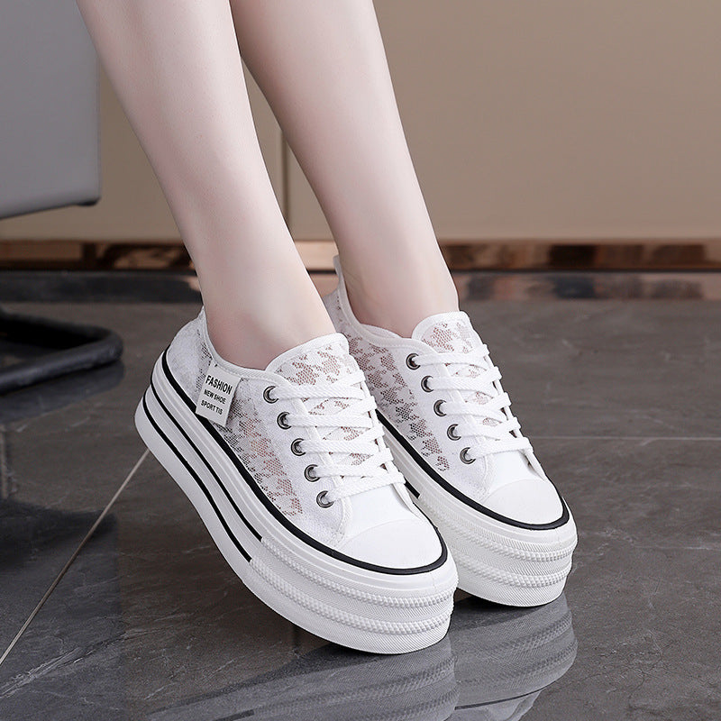 Damen Sneakers mit hohem Plateau und atmungsaktiver Oberseite