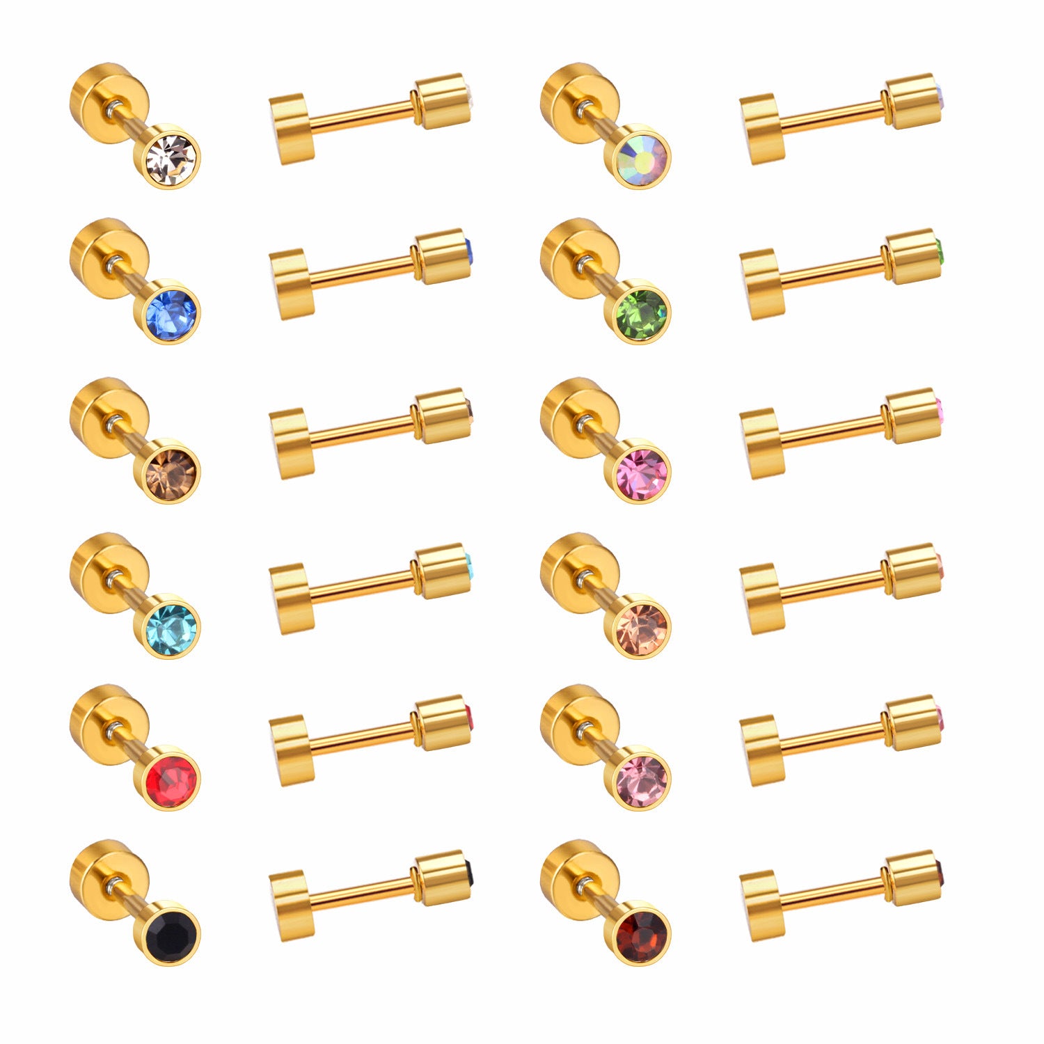 Damen Piercing mit bunten Zirkonia Shop Nory
