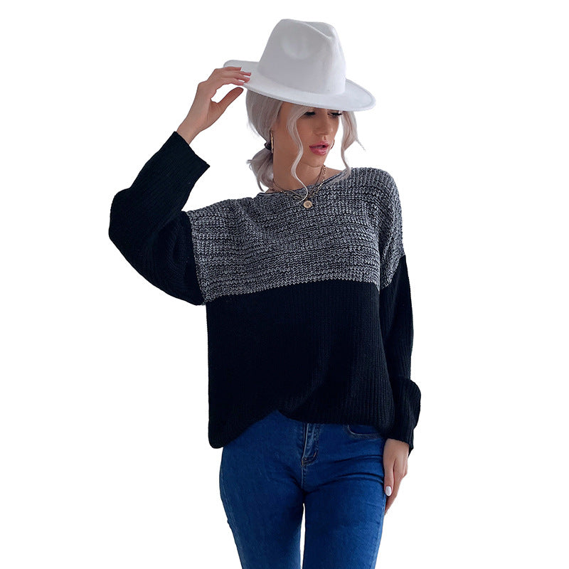 Damen Weit geschnittener Grobstrickpullover mit Raglanärmeln und Rundausschnitt Shop Nory