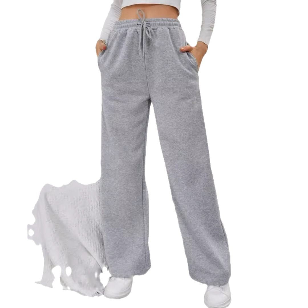 Damen nan High‑Waist Wide‑Leg Jogginghose mit elastischem Komfortbund, Kordelzug und tiefen Eingrifftaschen Shop Nory