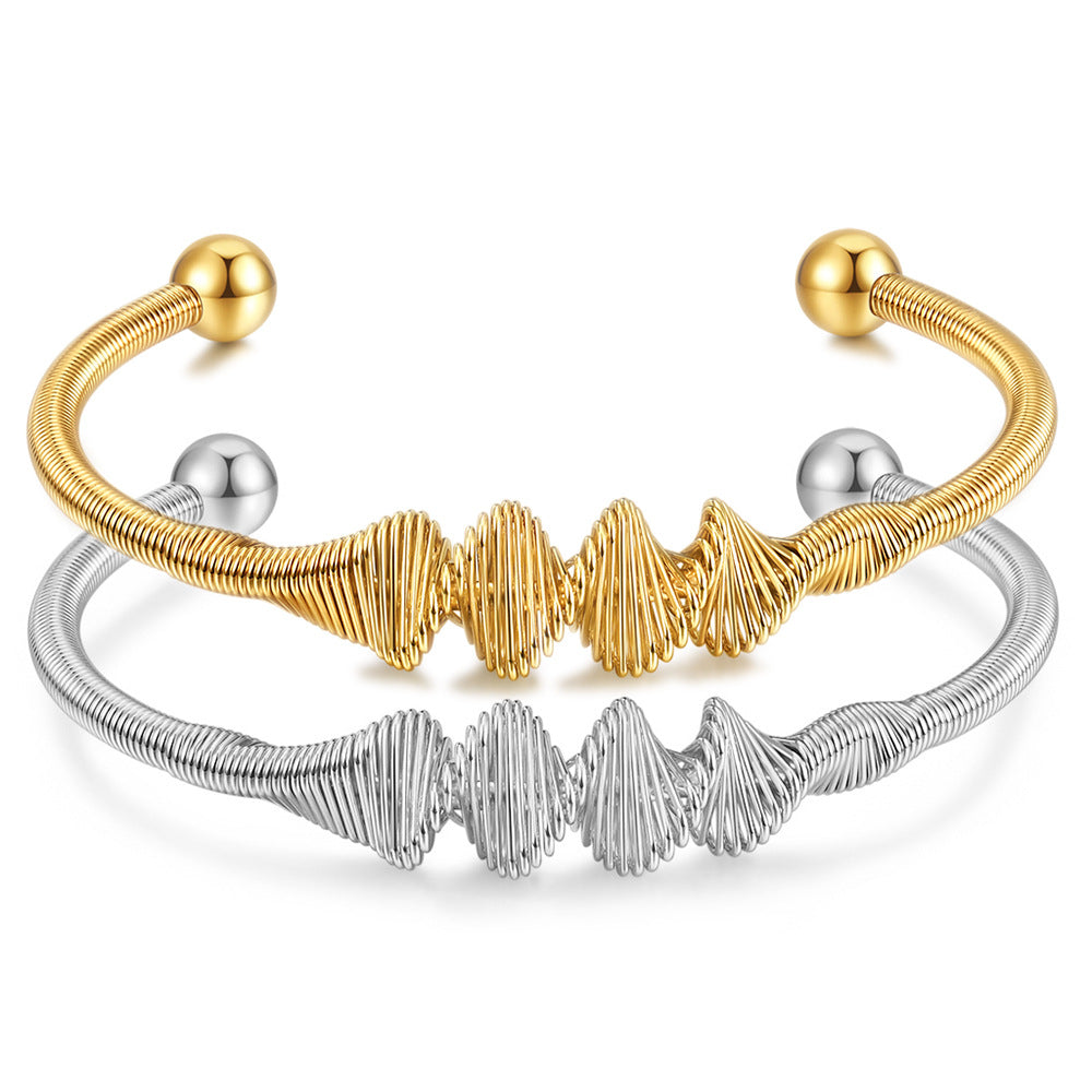 Damen Offenes Armreif mit modernem Wellen-Design Shop Nory