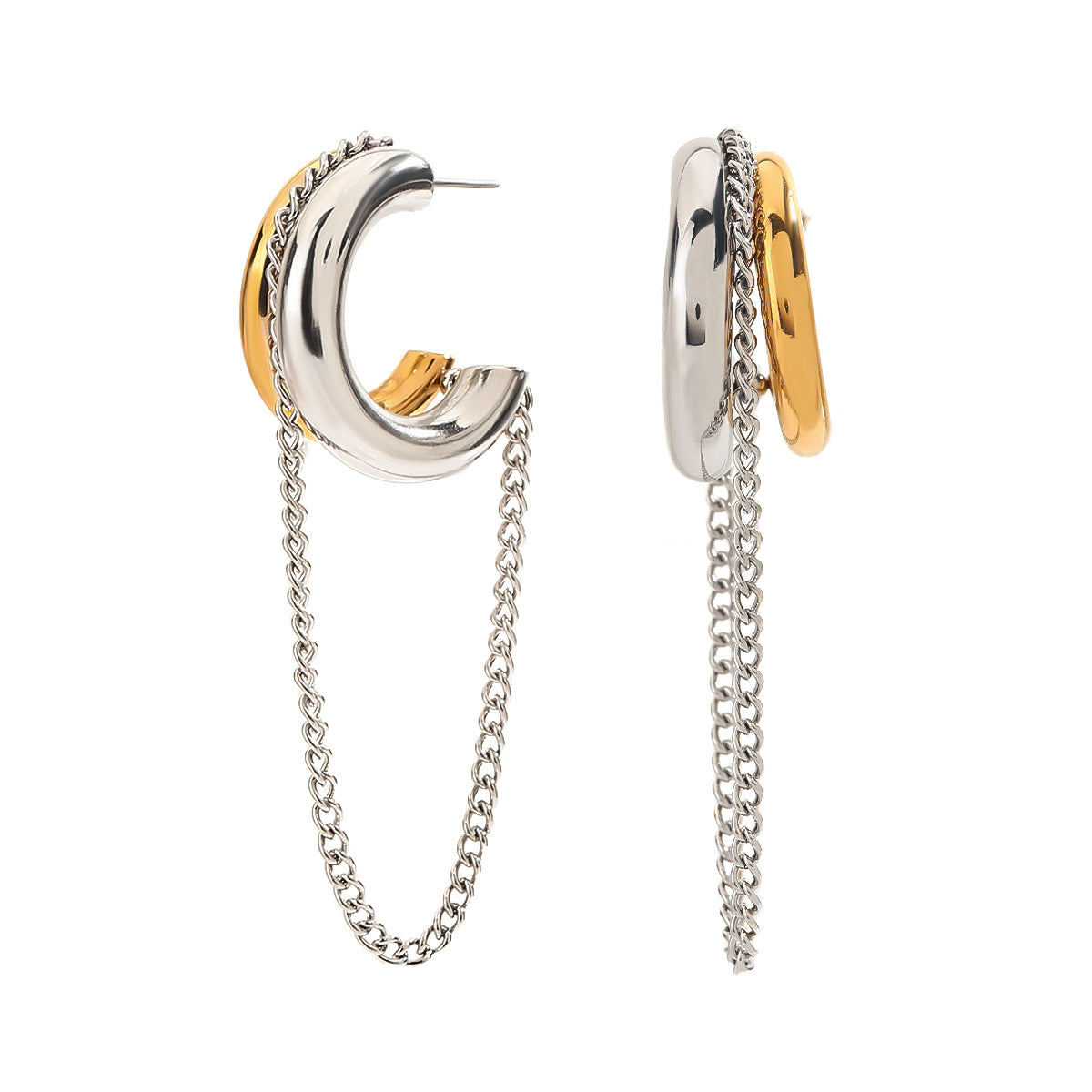 Damen Elegante Edelstahl-Ohrhänger mit Kettenanhänger Shop Nory