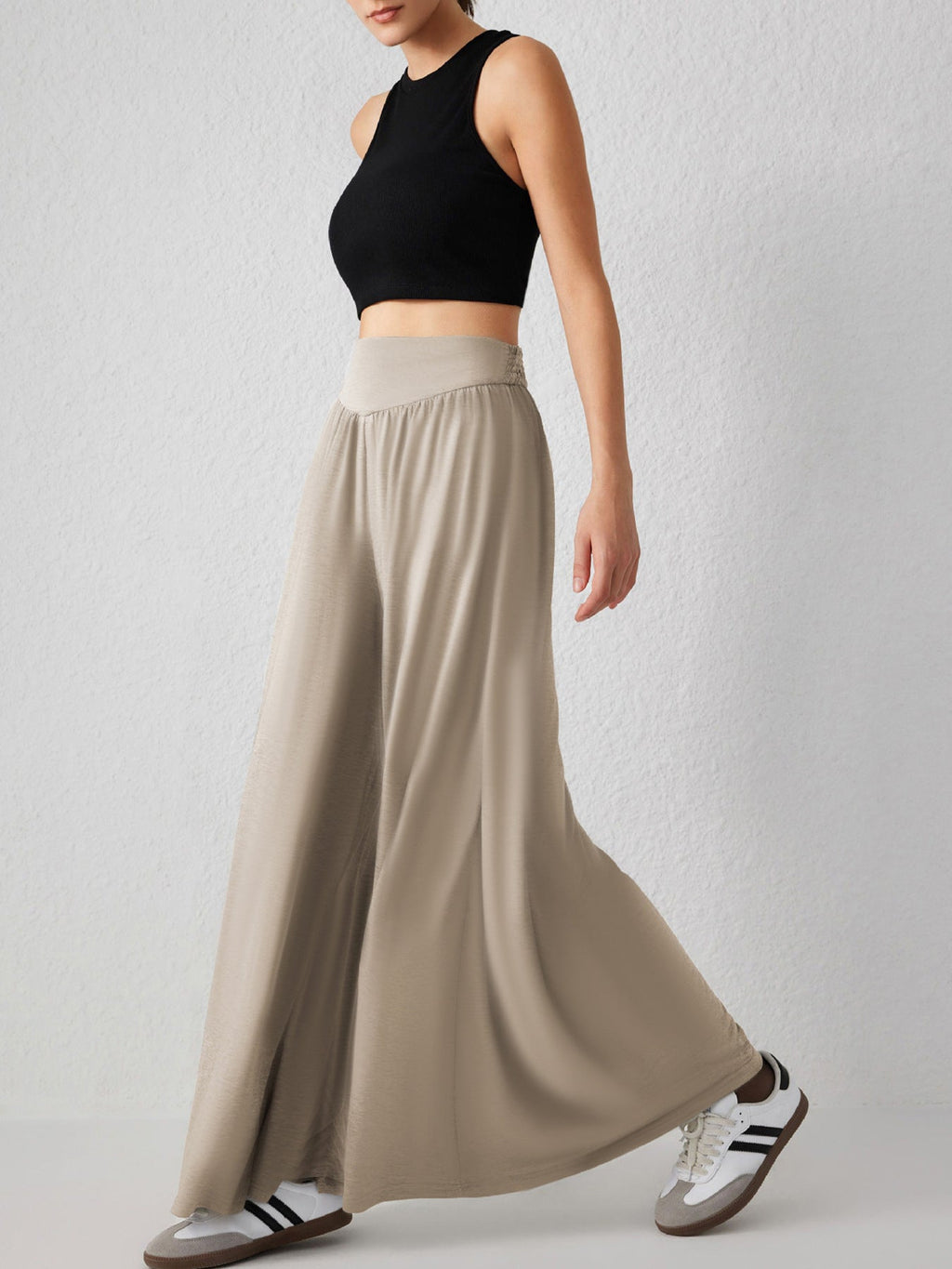 Damen weite Jersey-Hose mit hohem Bund