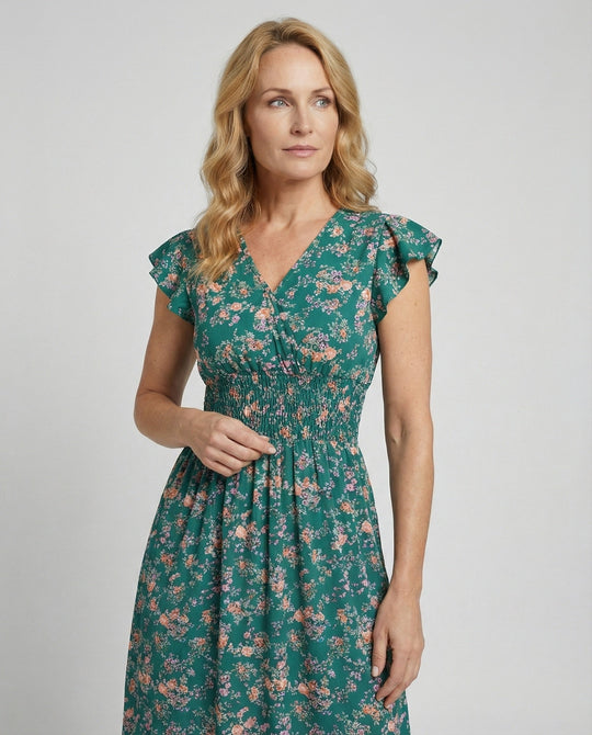 Damen Blumenkleid Maxikleid Boho
