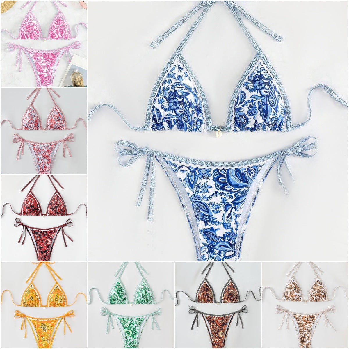 Damen Triangel-Bikini mit stilvollen Goldakzenten