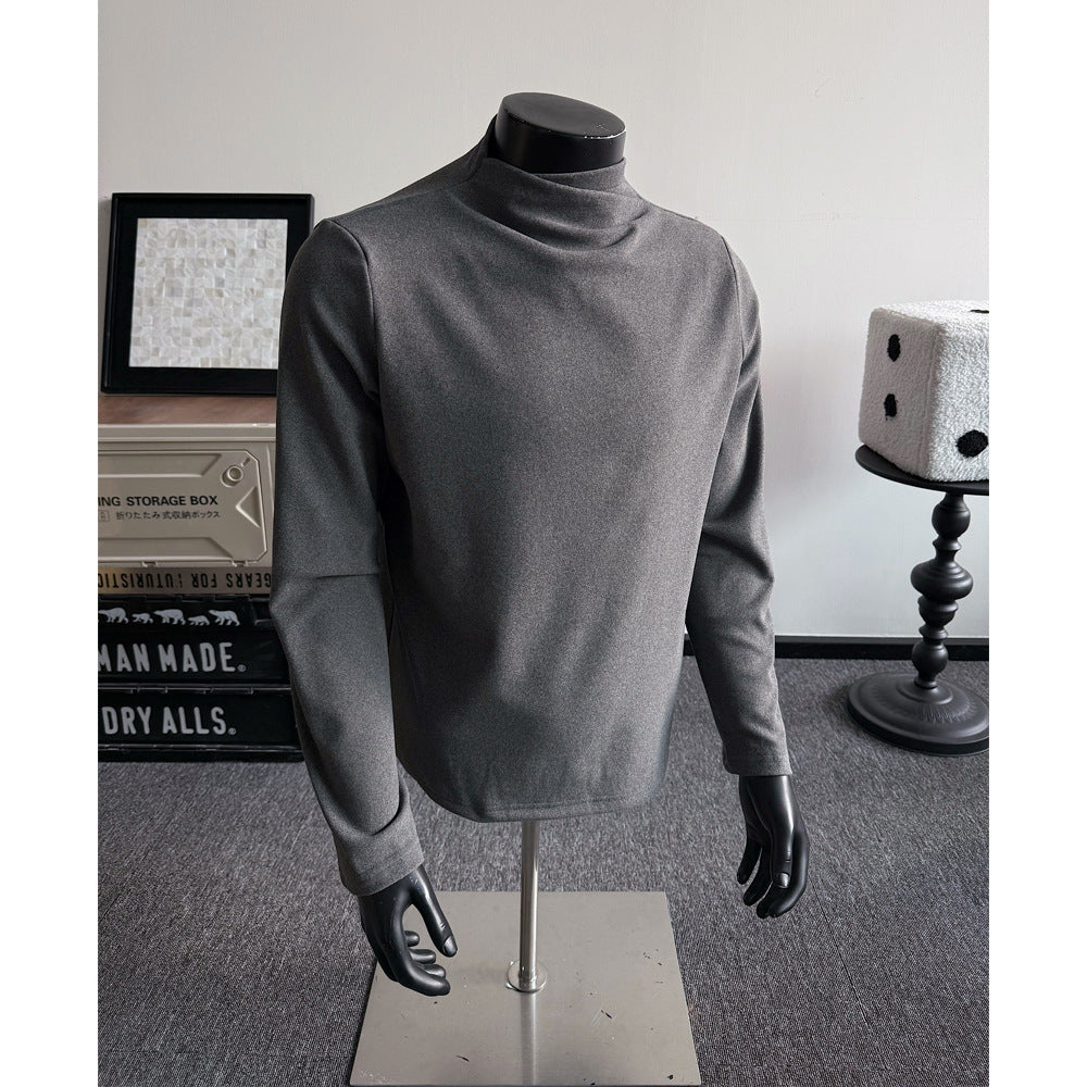 Herren Feines Stretch-Langarmshirt mit kurzem Stehkragen und schlanker Silhouette Shop Nory