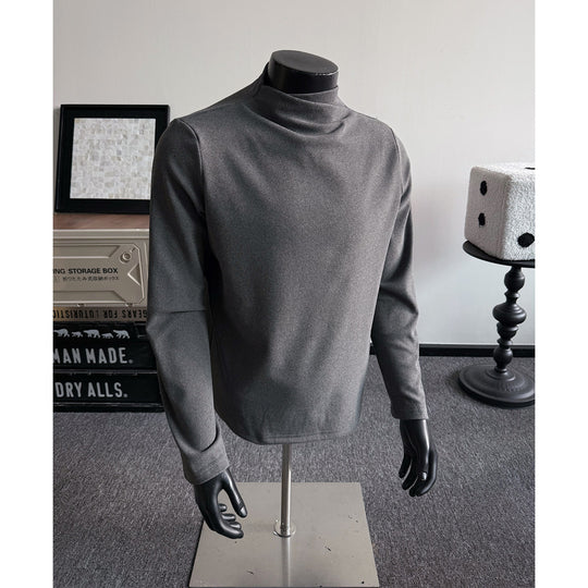 Herren Feines Stretch-Langarmshirt mit kurzem Stehkragen und schlanker Silhouette Shop Nory