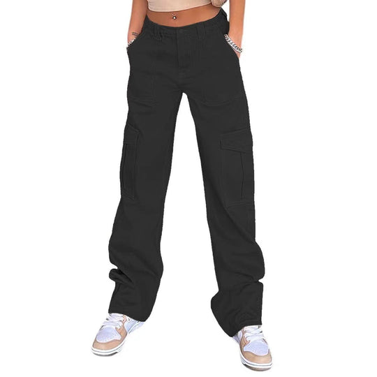 Damen Cargo-Hose mit praktischen Seitentaschen und weitem Schnitt