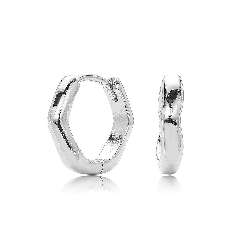 Damen Creolenohrringe mit modernem, geschwungenem Design aus hochwertigem 925 Sterling Silber Shop Nory