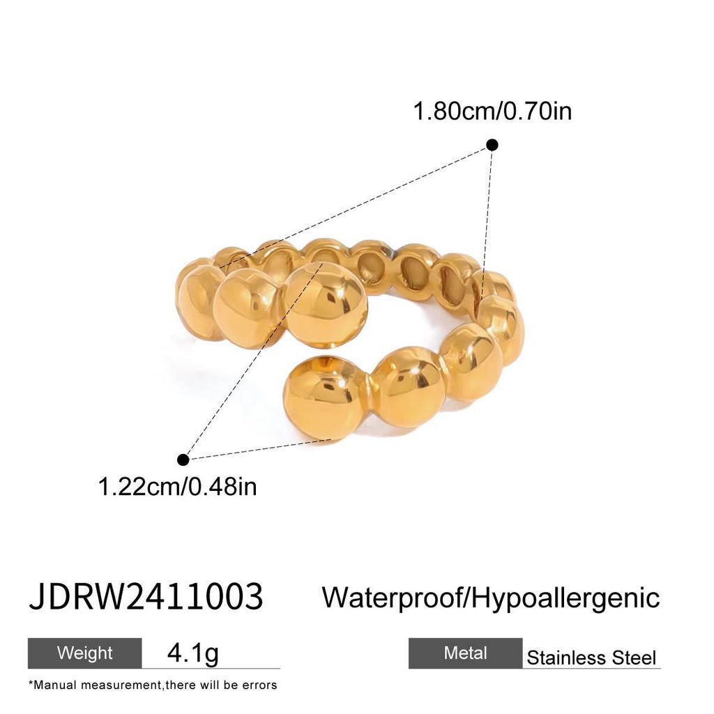 Damen Offener Edelstahlring mit verstellbarem Design und hochwertigen Kugeldetails Shop Nory