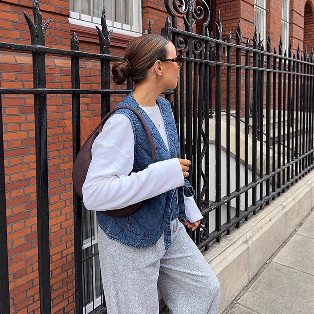 Damen Gesteppte Weste im Utility‑Stil mit Bindegürtel & aufgesetzten Taschen Shop Nory