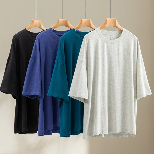 Herren Oversized T-Shirt aus hochwertigem Baumwollmix mit überschnittener Schulter und lockerem Fall Shop Nory