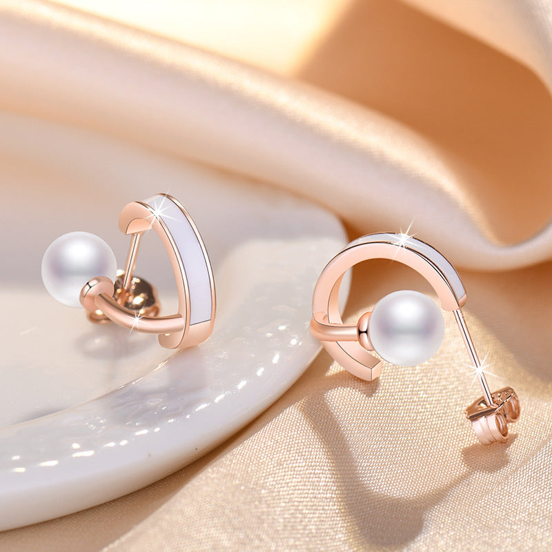 Damen Ohrstecker mit elegantem Perlendesign und modernem Rahmen Shop Nory