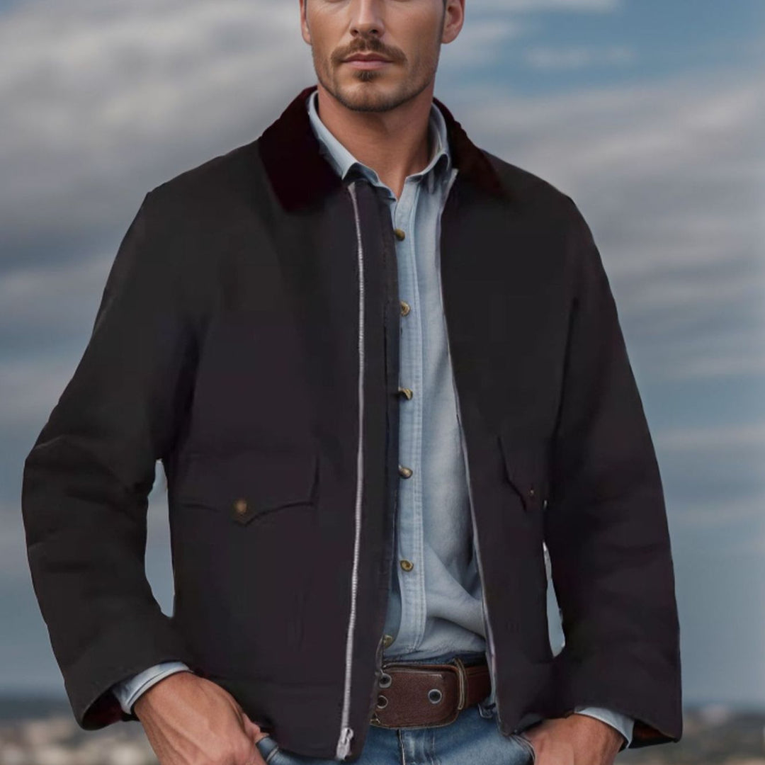Herren robuste Canvas-Fieldjacke mit Cordkragen und aufgesetzten Pattentaschen Shop Nory